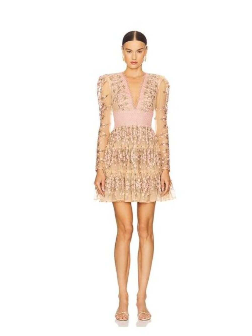 Bronx and Banco Megan Mini Dress – Rose Floral Embroidered – NWT